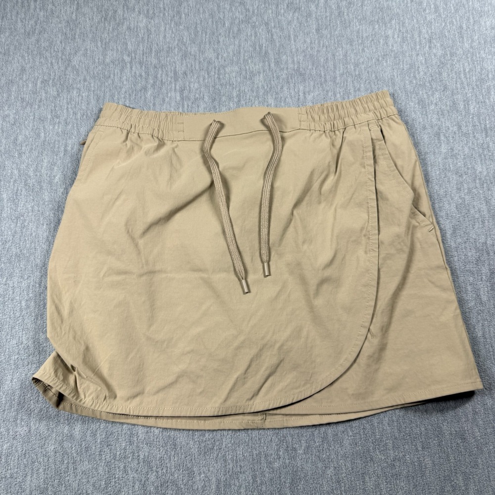 Eddie Bauer Skort Womens Medium Tan Beige Tulip Hem Drawstring Stretch Outdoor